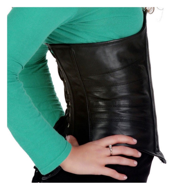 Women Fashion Leather Corset Steel Boned Tight Waist Clincher